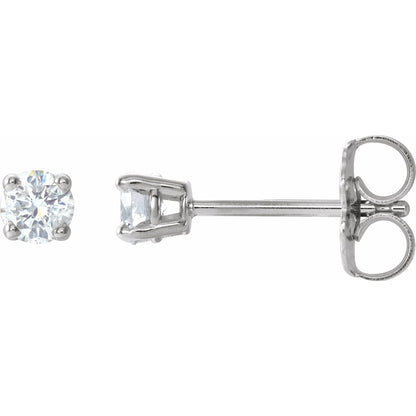 Natural Diamond Round 4-Prong Lightweight Stud Earrings