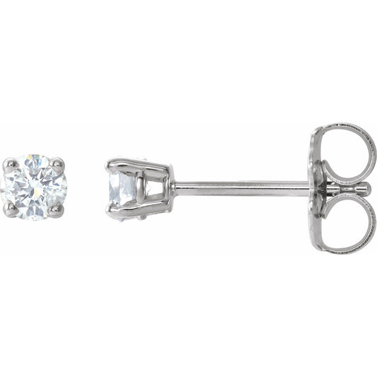 Natural Diamond Round 4-Prong Lightweight Stud Earrings