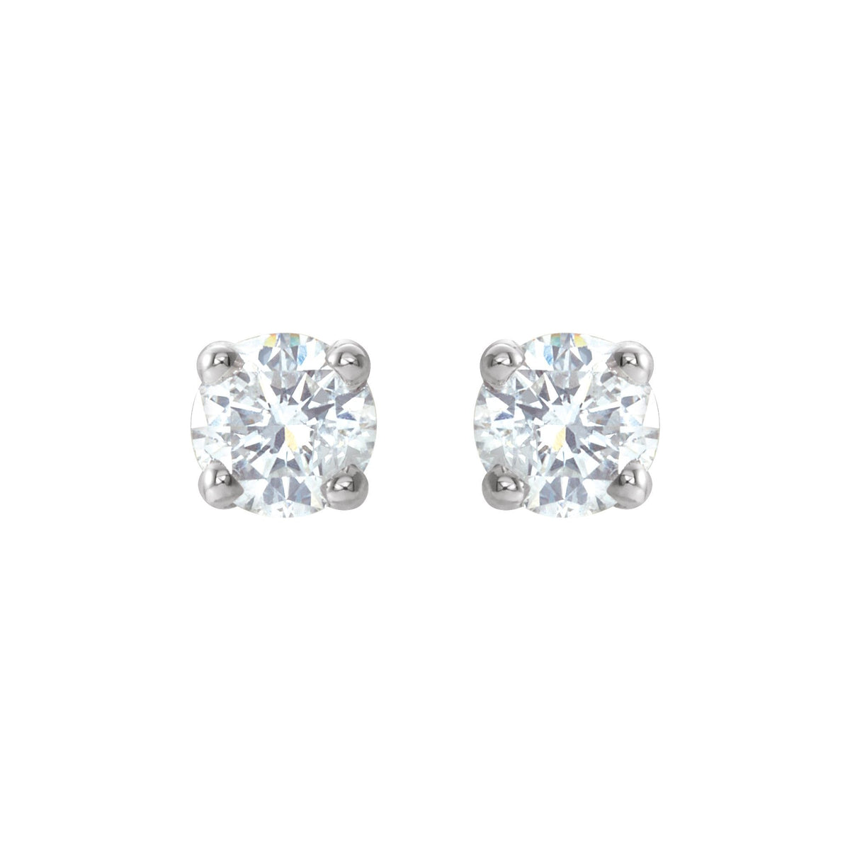 Natural Diamond Round 4-Prong Lightweight Stud Earrings