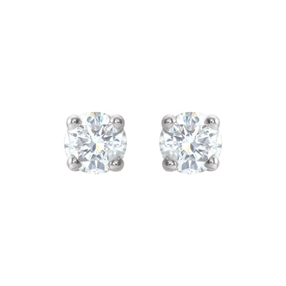 Natural Diamond Round 4-Prong Lightweight Stud Earrings