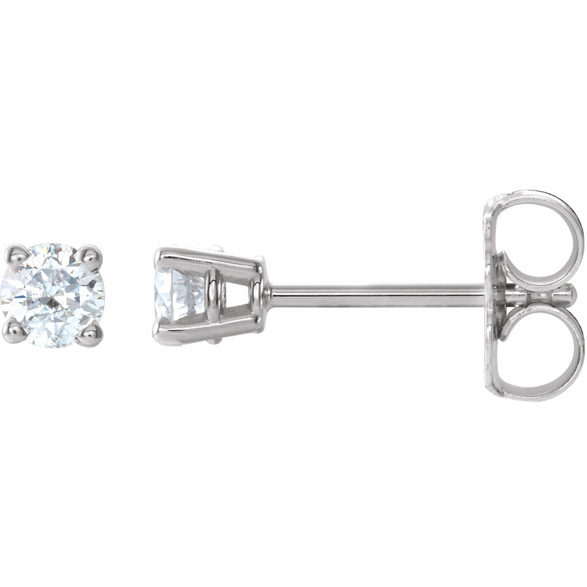 Natural Diamond Round 4-Prong Lightweight Stud Earrings
