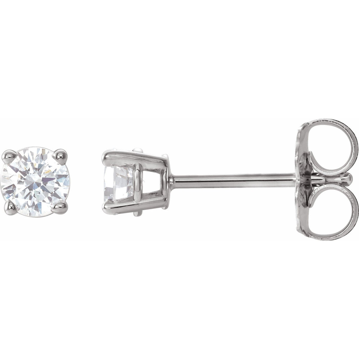 Natural Diamond Round 4-Prong Lightweight Stud Earrings