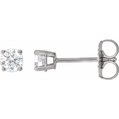 Natural Diamond Round 4-Prong Lightweight Stud Earrings