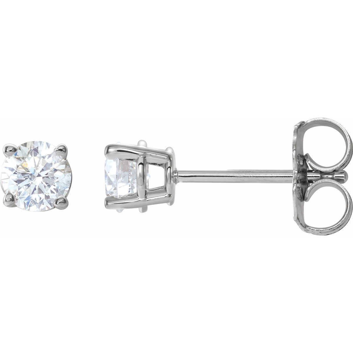Natural Diamond Round 4-Prong Lightweight Stud Earrings