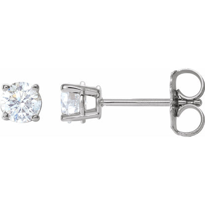 Natural Diamond Round 4-Prong Lightweight Stud Earrings