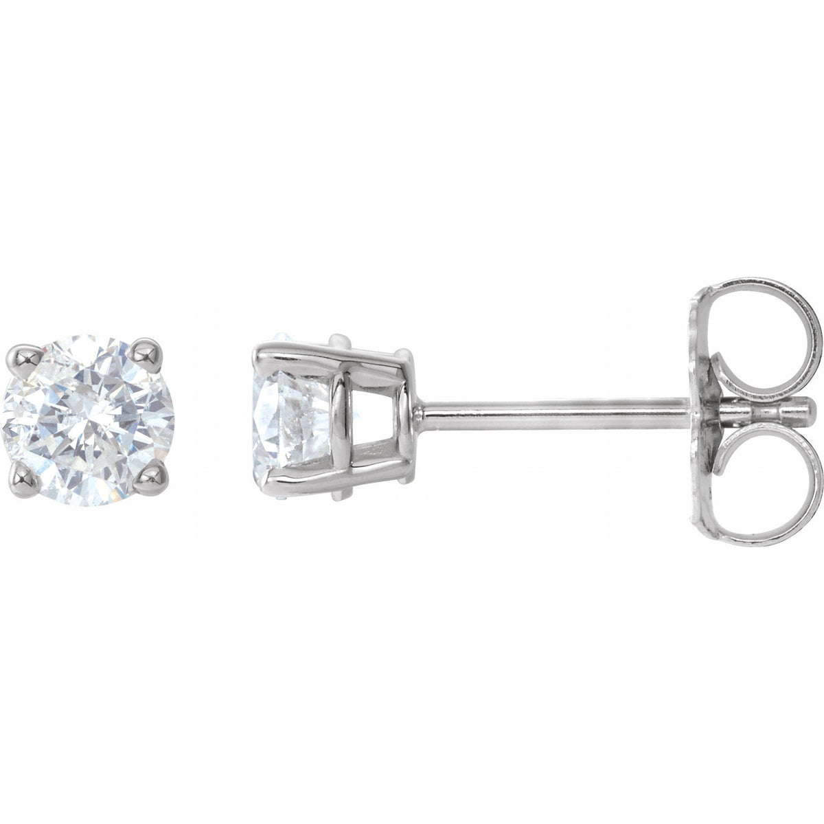 Natural Diamond Round 4-Prong Lightweight Stud Earrings