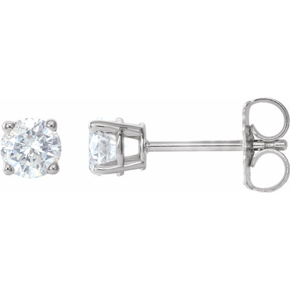 Natural Diamond Round 4-Prong Lightweight Stud Earrings