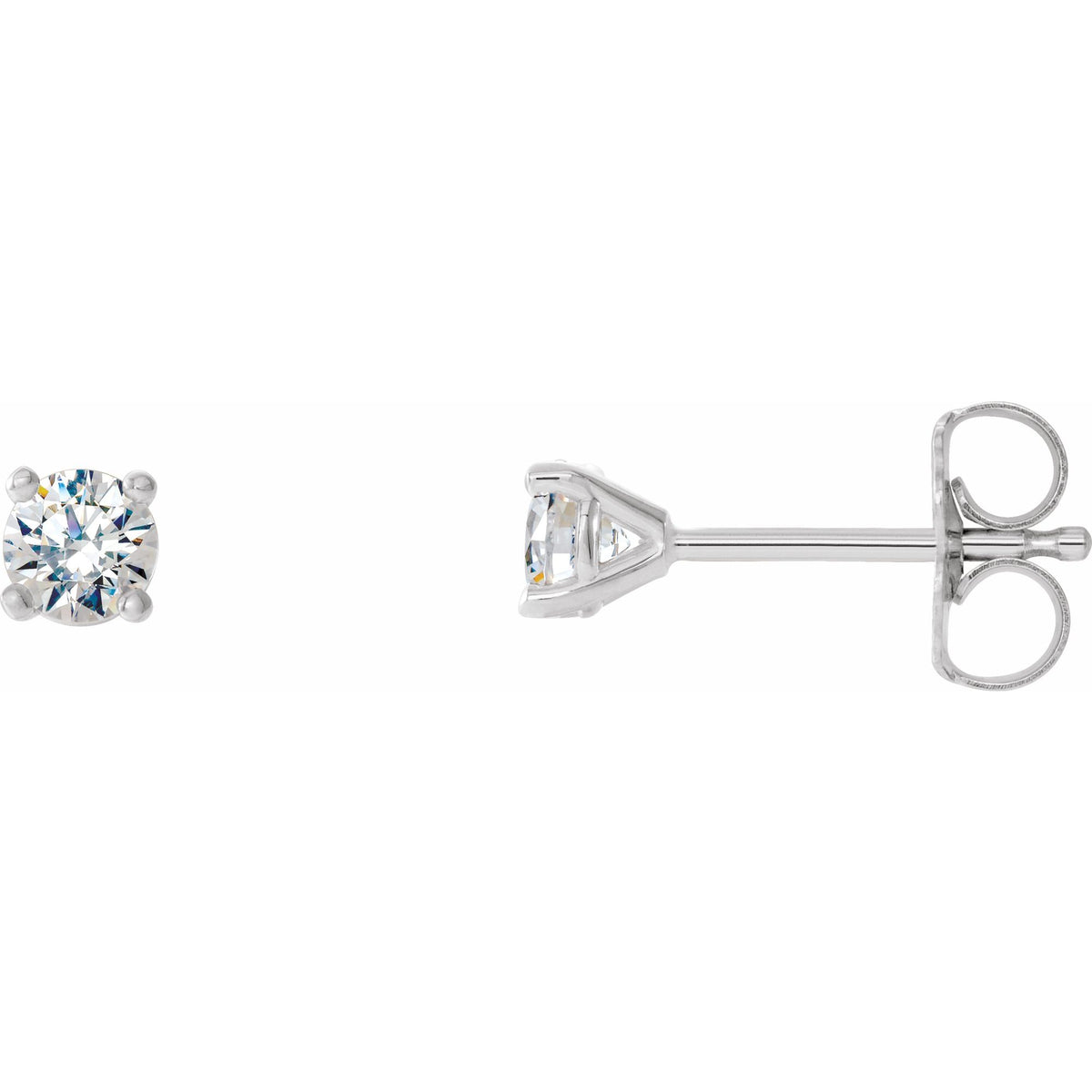 Natural Diamond Round 4-Prong Cocktail-Style Stud Earrings - 14K White Gold