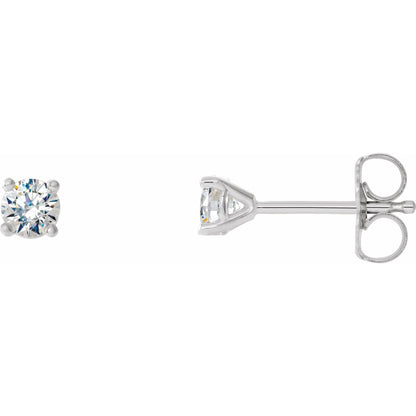 Natural Diamond Round 4-Prong Cocktail-Style Stud Earrings - 14K White Gold