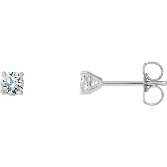 Natural Diamond Round 4-Prong Cocktail-Style Stud Earrings - 14K White Gold