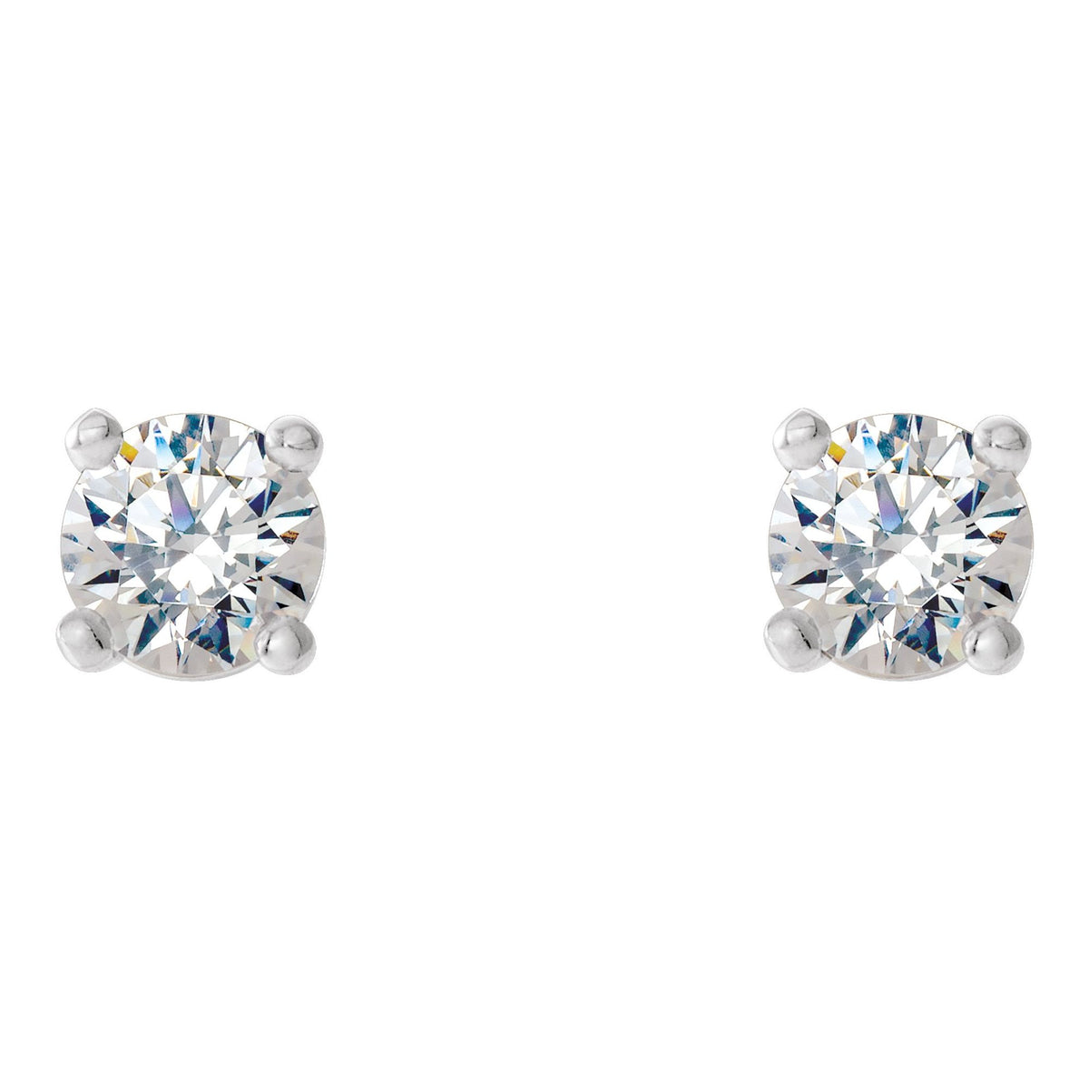 Natural Diamond Round 4-Prong Cocktail-Style Stud Earrings - 14K White Gold