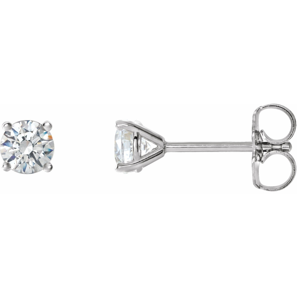 Natural Diamond Round 4-Prong Cocktail-Style Stud Earrings - 14K White Gold