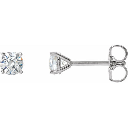Natural Diamond Round 4-Prong Cocktail-Style Stud Earrings - 14K White Gold
