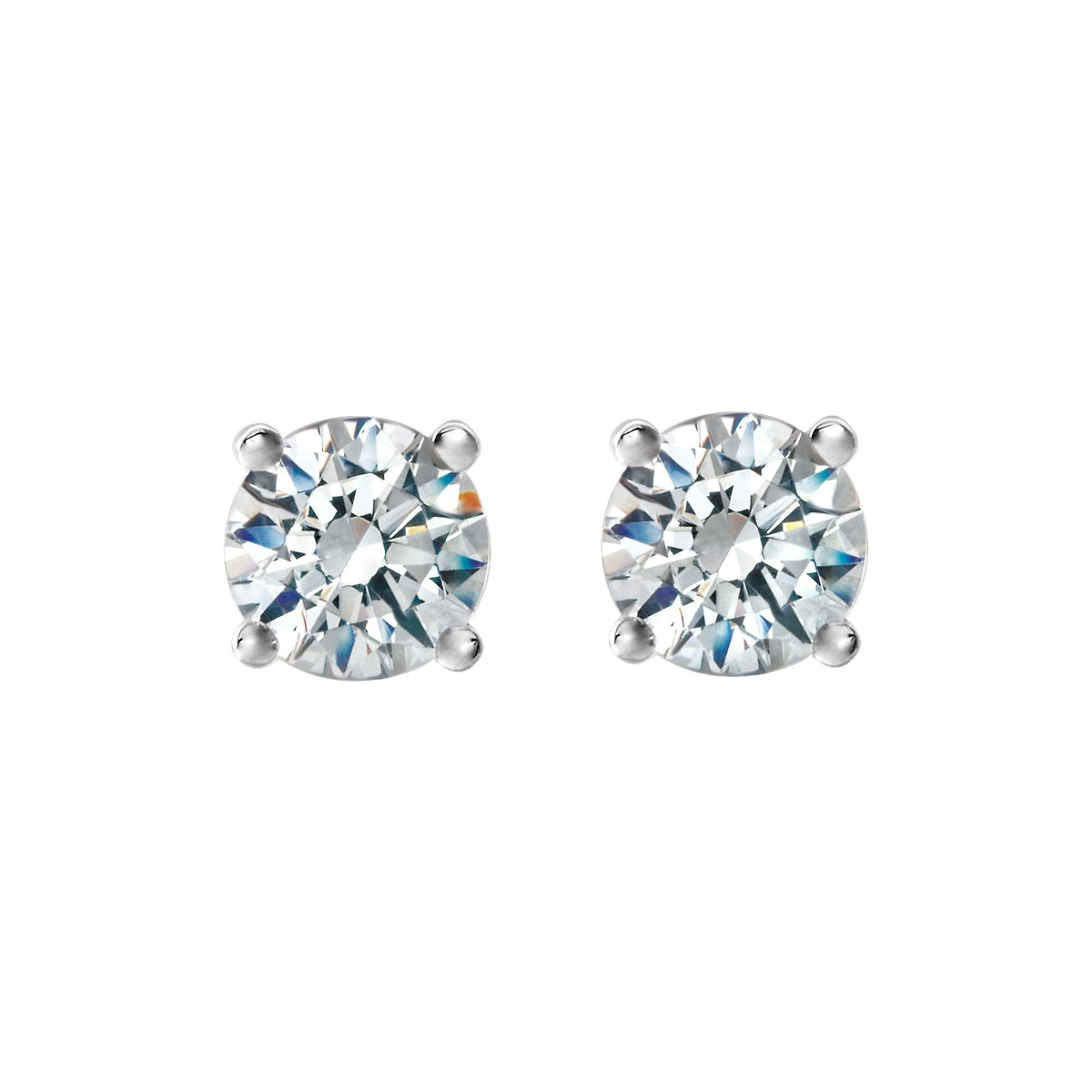 Natural Diamond Round 4-Prong Cocktail-Style Stud Earrings - Platinum