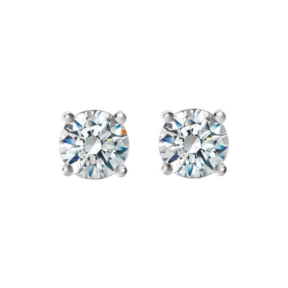 Natural Diamond Round 4-Prong Cocktail-Style Stud Earrings - Platinum
