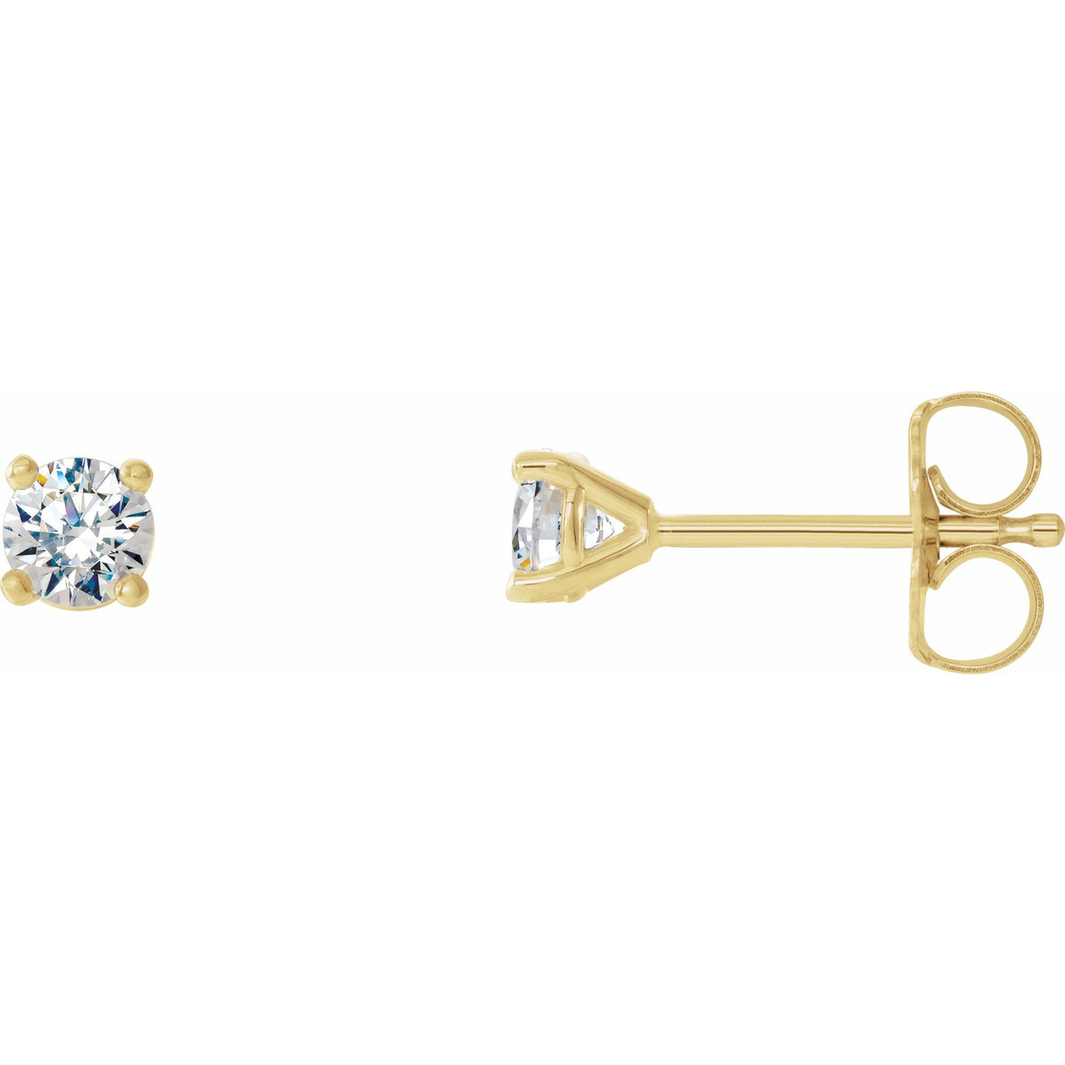 Natural Diamond Round 4-Prong Cocktail-Style Stud Earrings - 14K Yellow Gold