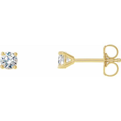 Natural Diamond Round 4-Prong Cocktail-Style Stud Earrings - 14K Yellow Gold