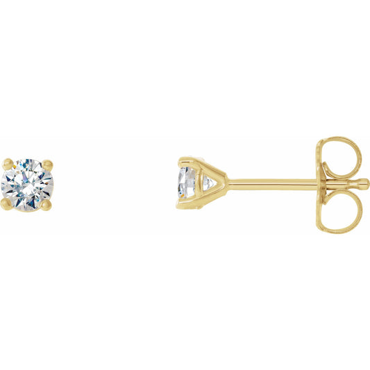 Natural Diamond Round 4-Prong Cocktail-Style Stud Earrings - 14K Yellow Gold
