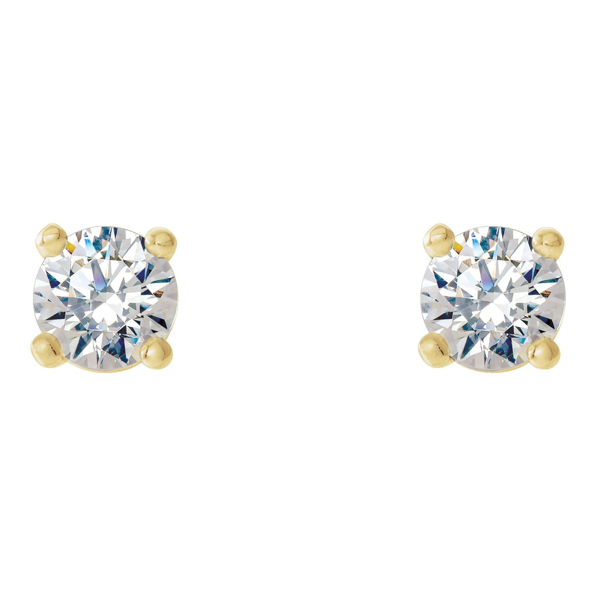 Natural Diamond Round 4-Prong Cocktail-Style Stud Earrings - 14K Yellow Gold