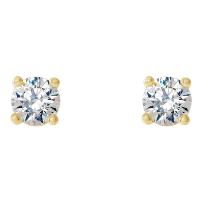 Natural Diamond Round 4-Prong Cocktail-Style Stud Earrings - 14K Yellow Gold