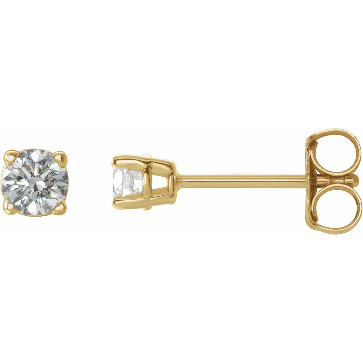 Natural Diamond Round 4-Prong Lightweight Stud Earrings