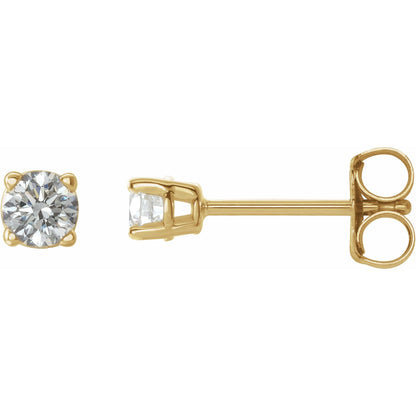 Natural Diamond Round 4-Prong Lightweight Stud Earrings