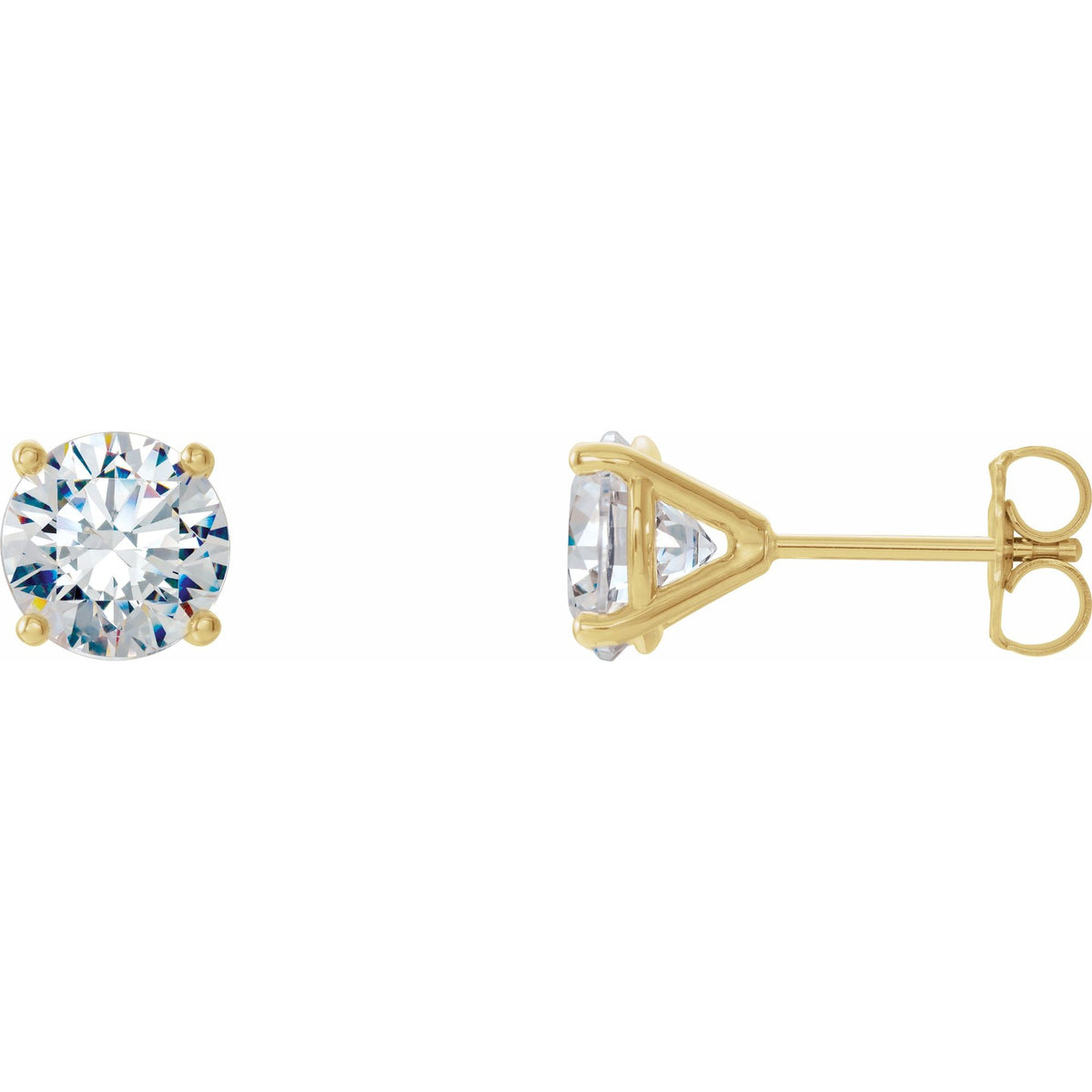 Natural Diamond Round 4-Prong Cocktail-Style Stud Earrings - 14K Yellow Gold