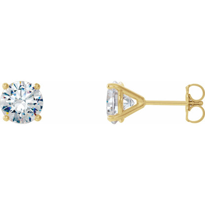 Natural Diamond Round 4-Prong Cocktail-Style Stud Earrings - 14K Yellow Gold