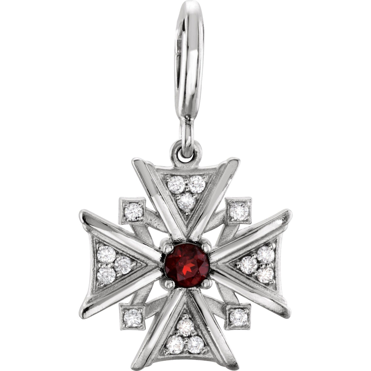 Natural Mozambique Garnet & 1/6 CTW Natural Diamond Charm/Pendant