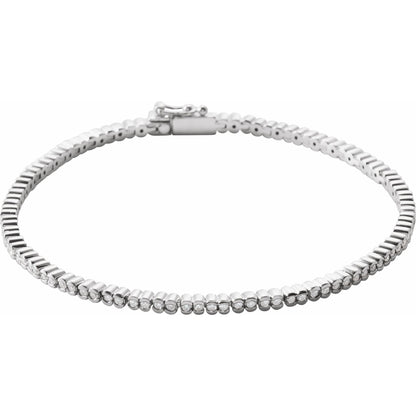 1 CTW Natural Diamond Line 7" Bracelet - 1.35mm Width