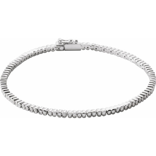 1 CTW Natural Diamond Line 7" Bracelet - 1.35mm Width