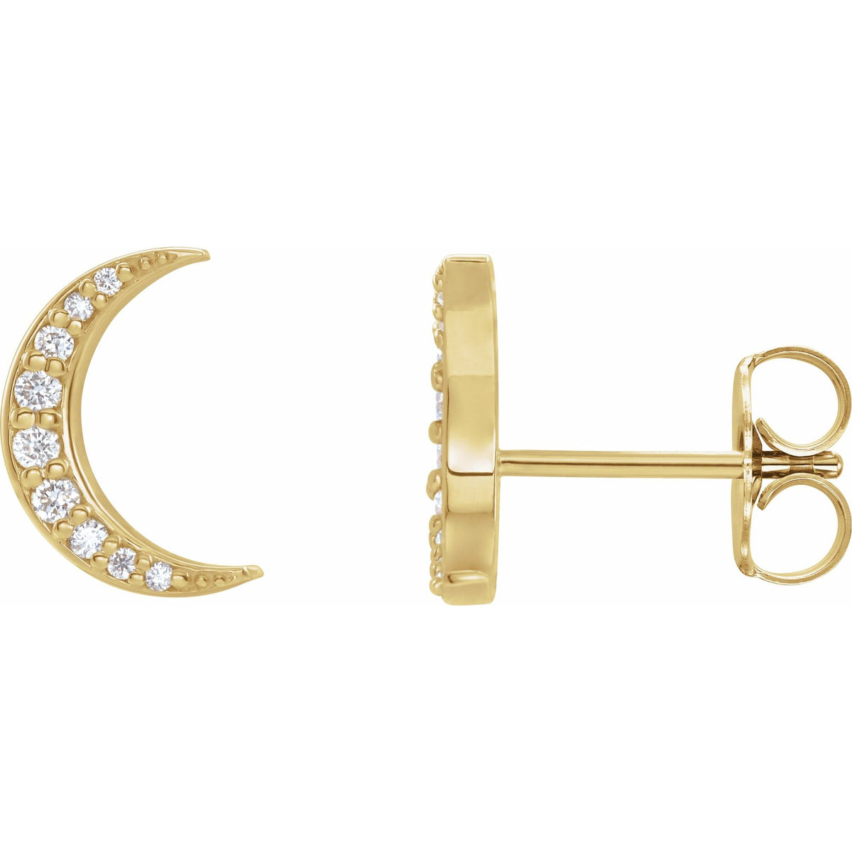 Natural Diamond Crescent Moon Earrings