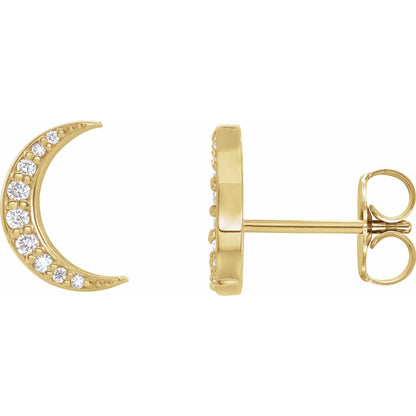 Natural Diamond Crescent Moon Earrings
