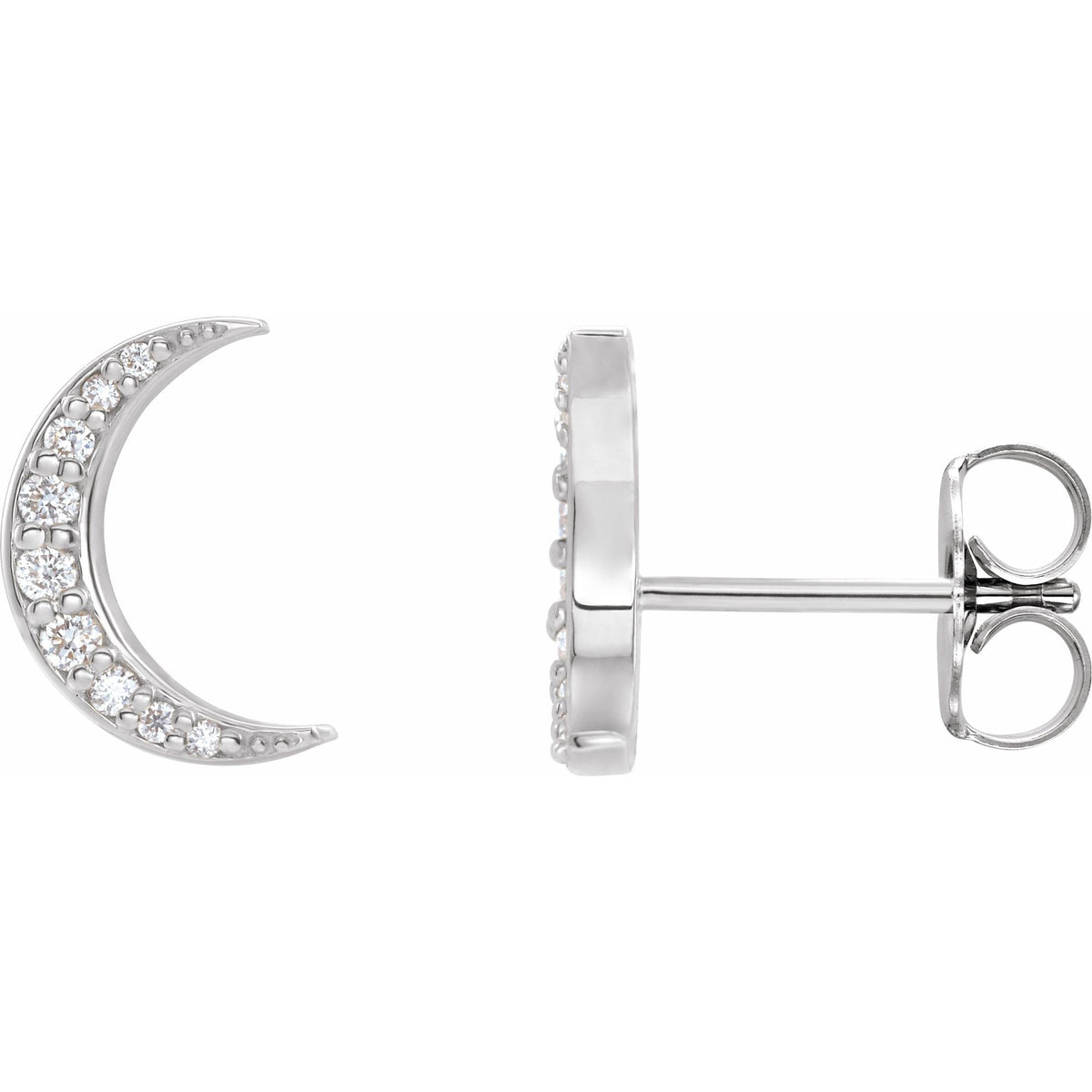 Natural Diamond Crescent Moon Earrings