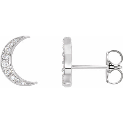 Natural Diamond Crescent Moon Earrings