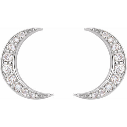 Natural Diamond Crescent Moon Earrings