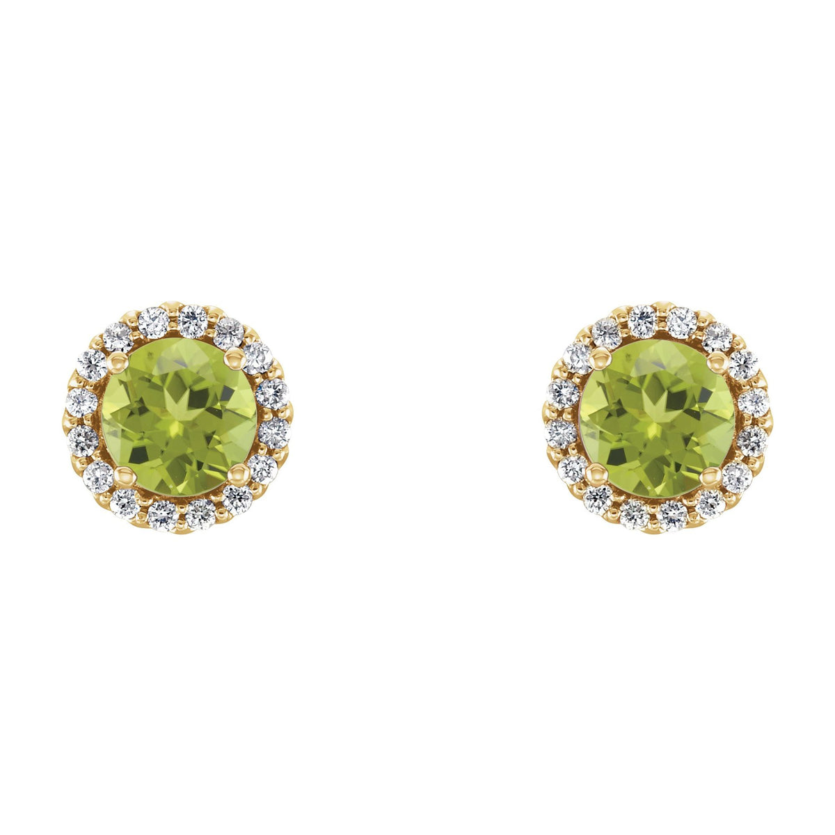 5 mm Natural Peridot & 1/8 CTW Natural Diamond Earrings