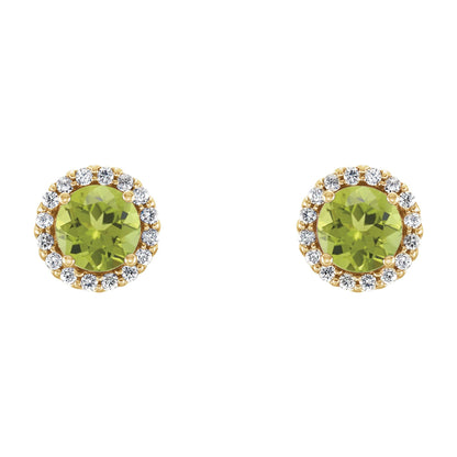 5 mm Natural Peridot & 1/8 CTW Natural Diamond Earrings