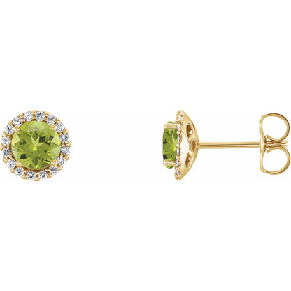 5 mm Natural Peridot & 1/8 CTW Natural Diamond Earrings