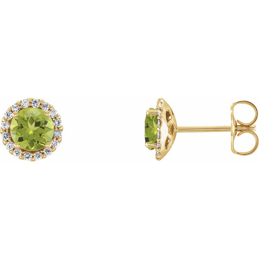 5 mm Natural Peridot & 1/8 CTW Natural Diamond Earrings