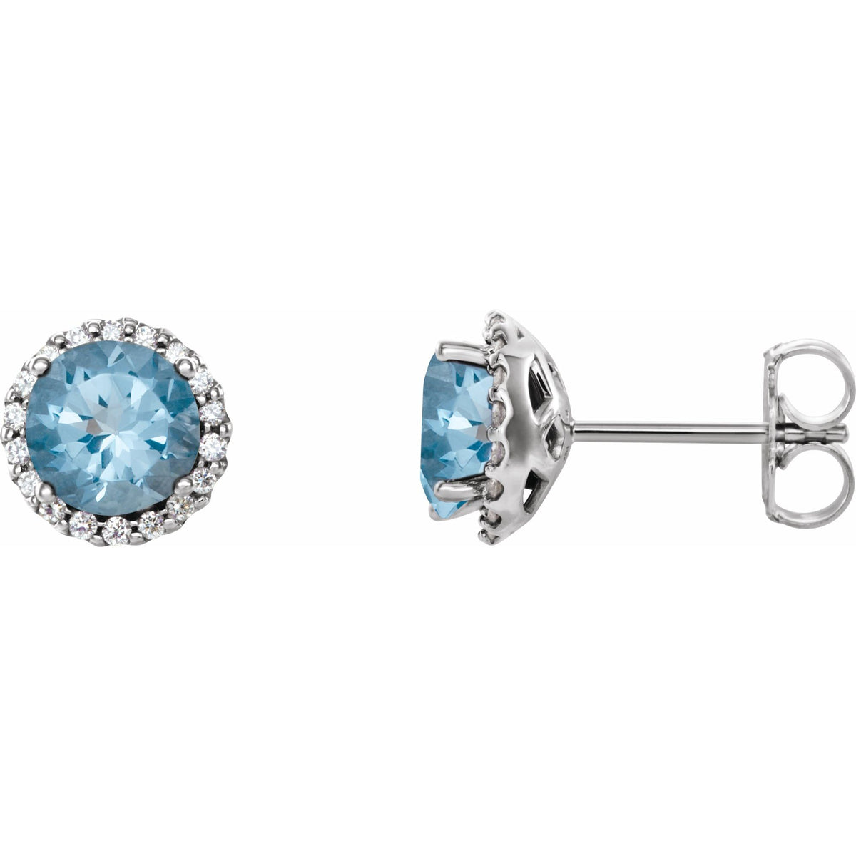 5 mm Natural Aquamarine & 1/8 CTW Natural Diamond Earrings