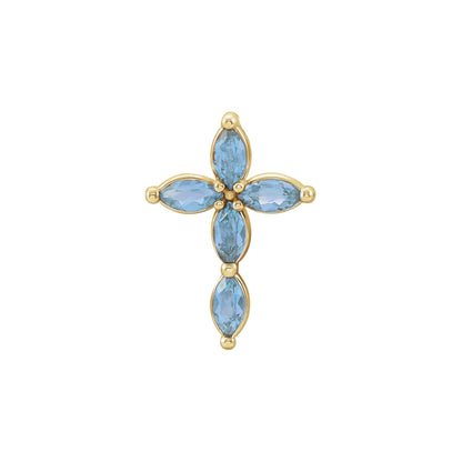 Natural Aquamarine Cross Pendant