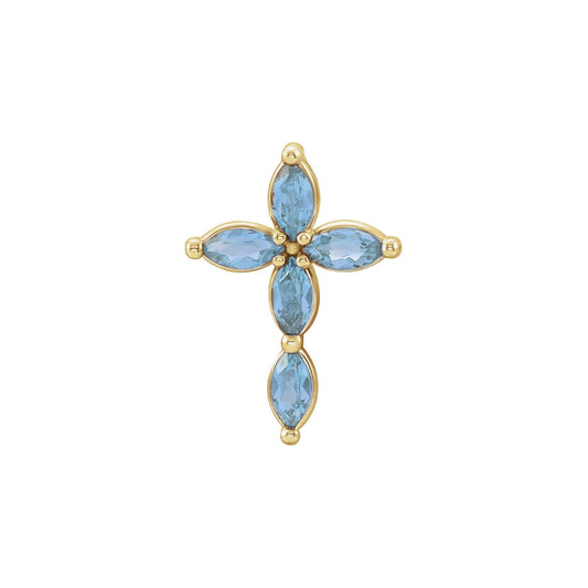 Natural Aquamarine Cross Pendant