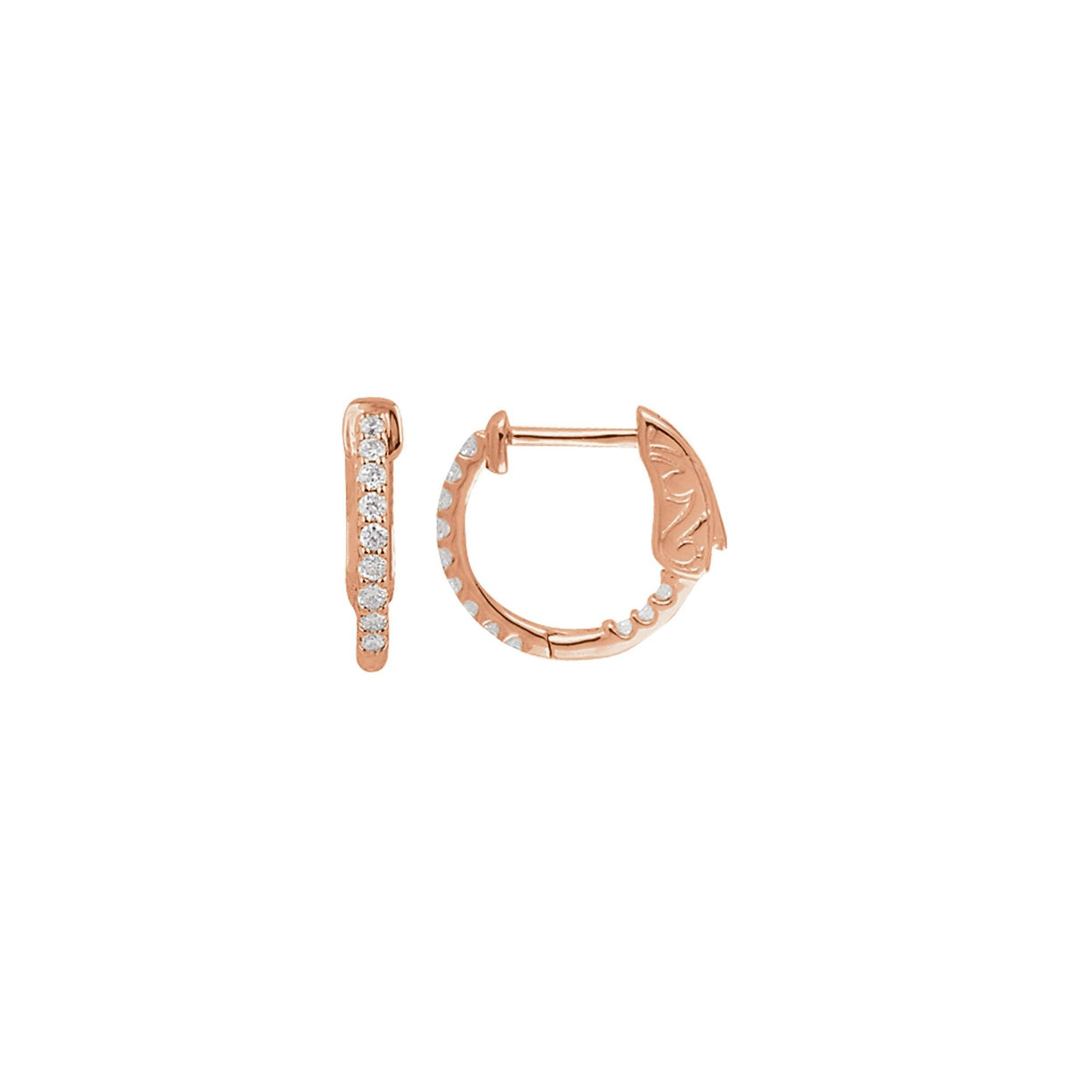 1/4 CTW Natural Diamond Inside-Outside 14.5 mm Hinged Hoop Earrings