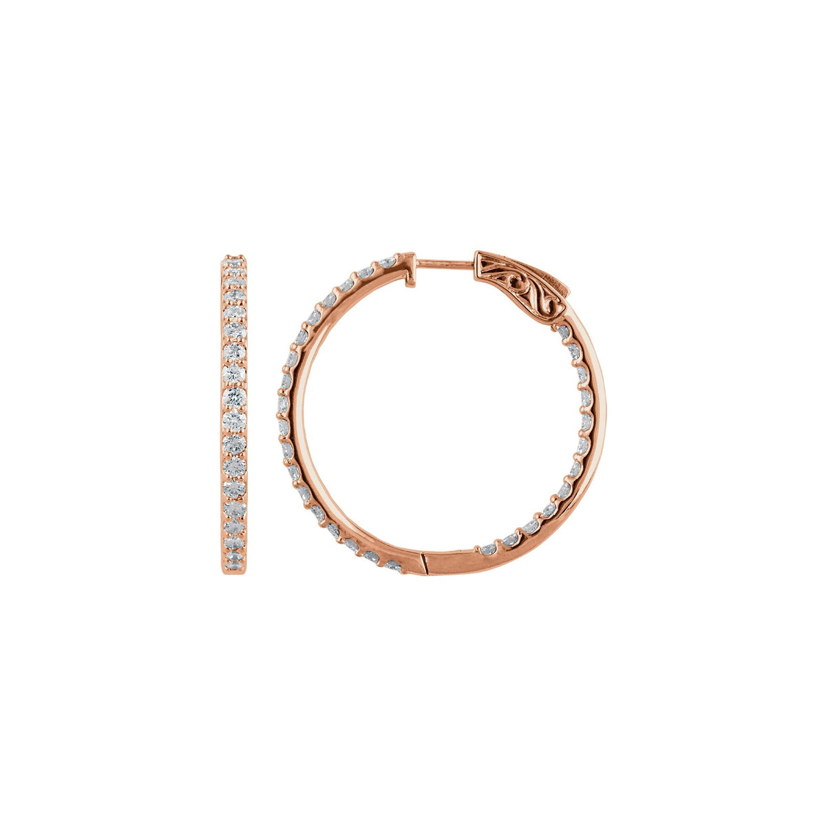 Natural Diamond Inside-Outside Hoop Earrings