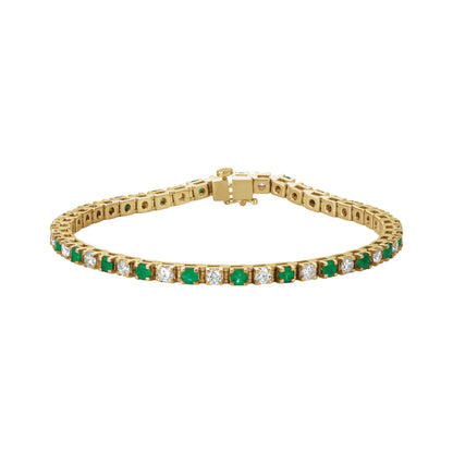 Natural Emerald & 2 1/3 CTW Natural Diamond Line 7" Bracelet