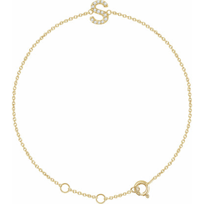 Natural Diamond Initial Bracelet