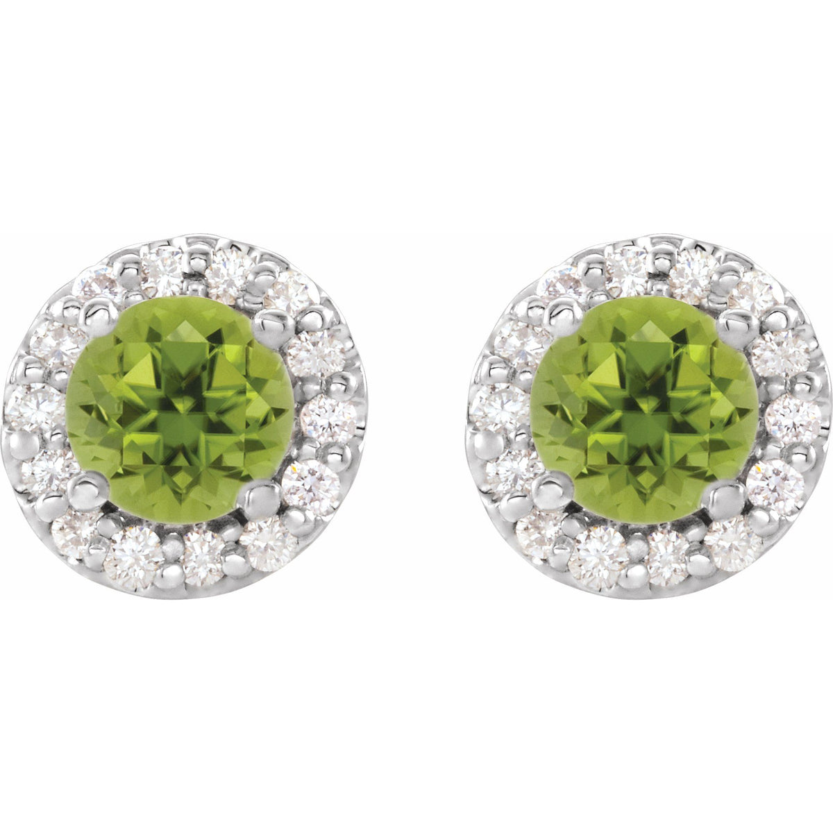 5.5 mm Natural Peridot & 1/4 CTW Natural Diamond Earrings