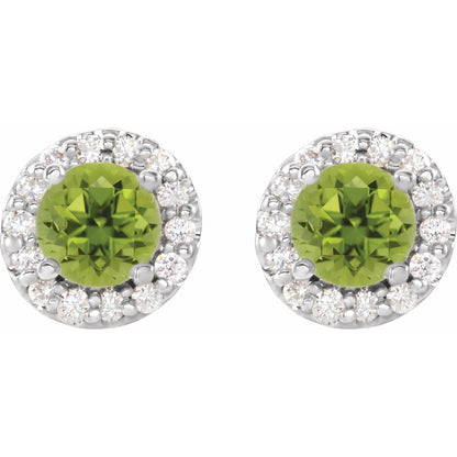 4.5 mm Natural Peridot & 1/4 CTW Natural Diamond Earrings