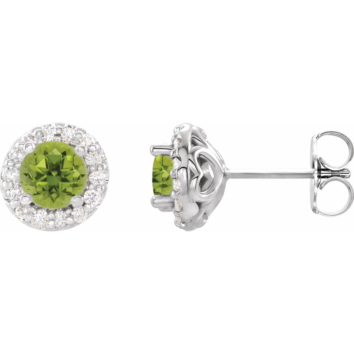 5.5 mm Natural Peridot & 1/4 CTW Natural Diamond Earrings